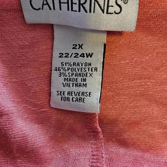 Catherine's Pink Lace Covered plus size shirt 2X - Picture 4 of 6